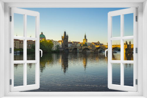 Vltava River with Prague skyline in Czech Republic