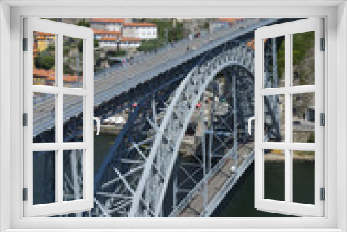 Fototapeta Naklejka Na Ścianę Okno 3D - Luiz I bridge and Porto at background