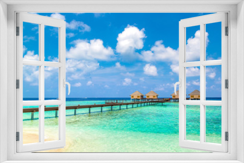 Fototapeta Naklejka Na Ścianę Okno 3D - Water Villas (Bungalows) in the Maldives