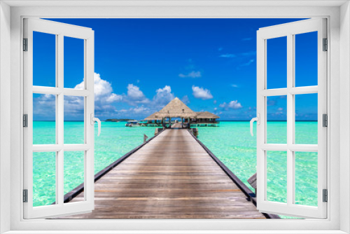 Fototapeta Naklejka Na Ścianę Okno 3D - Water Villas (Bungalows) in the Maldives