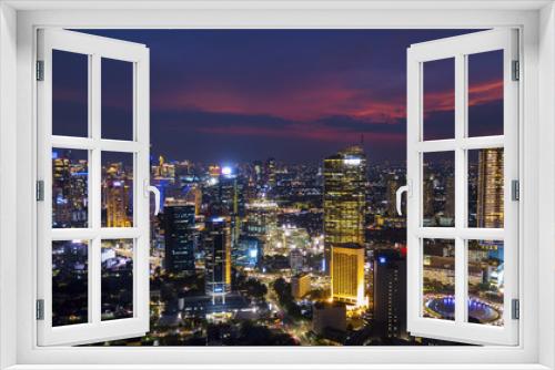 Fototapeta Naklejka Na Ścianę Okno 3D - Beautiful downtown Jakarta at night time