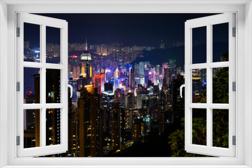 Fototapeta Naklejka Na Ścianę Okno 3D - Hong Kong cityscape view from the Victoria peak at night