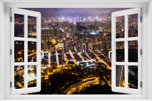 Fototapeta Naklejka Na Ścianę Okno 3D - Aerial view of Hong Kong at night