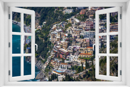 Fototapeta Naklejka Na Ścianę Okno 3D - Positano Village, Salerno Italy from above
