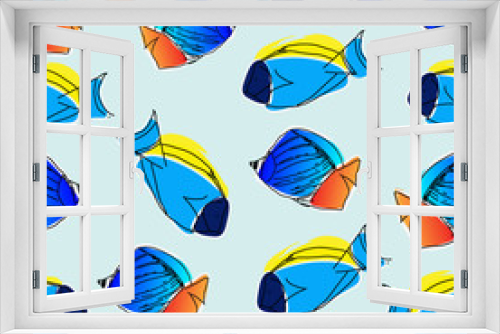Fototapeta Naklejka Na Ścianę Okno 3D - Fish seamless pattern vector illustration