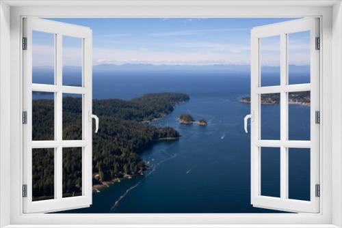 Fototapeta Naklejka Na Ścianę Okno 3D - Aerial view of Keats Island during a sunny summer day. Located in Howe Sound, Northwest of Vancouver, BC, Canada.