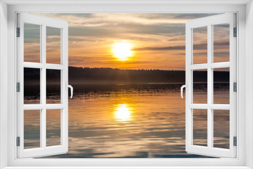 Fototapeta Naklejka Na Ścianę Okno 3D -  charming sunset on Lake Seliger