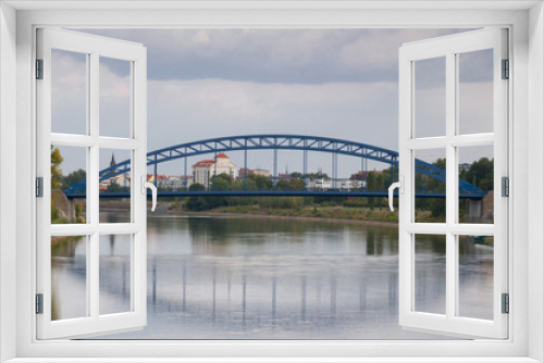 Fototapeta Naklejka Na Ścianę Okno 3D - View of the Star bridge, Magdeburg, Germany