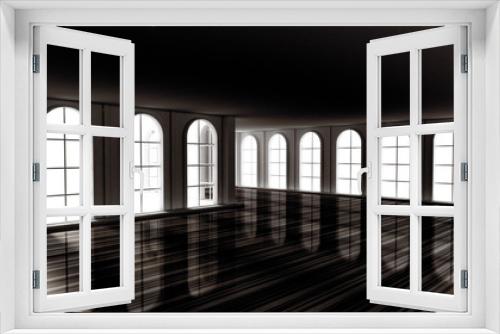 Fototapeta Naklejka Na Ścianę Okno 3D - Luxury gloomy empty interior. 3d illustration, 3d rendering.