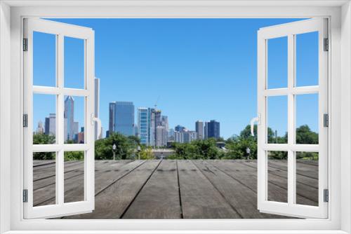 Fototapeta Naklejka Na Ścianę Okno 3D - empty ground with modern cityscape in chicago