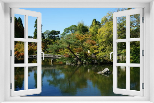 Fototapeta Naklejka Na Ścianę Okno 3D - Japanischer Garten mit Brücke
