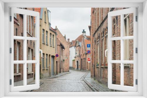 Fototapeta Naklejka Na Ścianę Okno 3D - Beautiful street view of the Brugge city