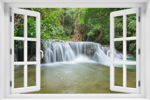 Fototapeta Naklejka Na Ścianę Okno 3D - Third of Hauy mae khamin waterfall located in deep forest of Kanchanaburi province,Thailand.