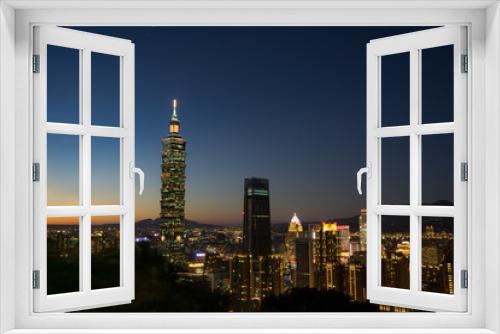 Fototapeta Naklejka Na Ścianę Okno 3D - Landscape of the beautiful Taipei 101 It is located in the middle of the city and is the tallest building in Taiwan. Taipei cityscape with Taipei 101 taken from the elephant mountain. 28 Nov 2017