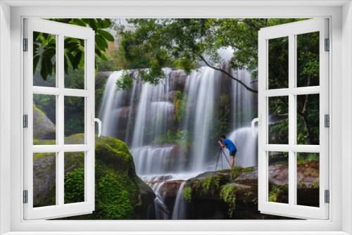 Fototapeta Naklejka Na Ścianę Okno 3D - Tad-Wiman-Thip waterfall, Beautiful waterfall in Bung-Kan province, ThaiLand.