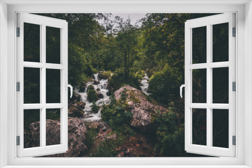 Fototapeta Naklejka Na Ścianę Okno 3D - beautiful deep forest waterfall in Asturias
