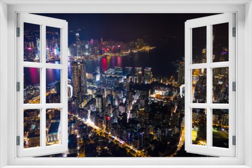 Fototapeta Naklejka Na Ścianę Okno 3D - Top view of Hong Kong night