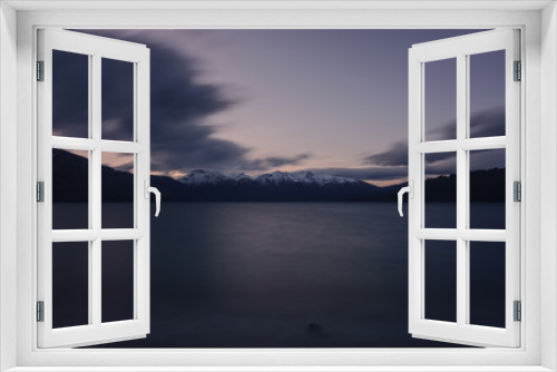 Fototapeta Naklejka Na Ścianę Okno 3D - Scenic View Of Lake Against Snowcapped Andes Mountains