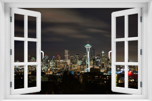 Fototapeta Naklejka Na Ścianę Okno 3D - Seattle Skyline and Space Needle as seen from Kerry Park