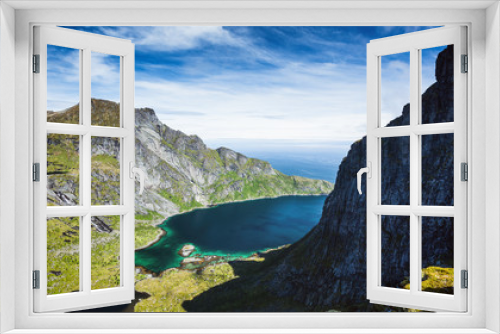 Fototapeta Naklejka Na Ścianę Okno 3D - Scenic Norwegian Fjord, Lofoten Islands by Summer