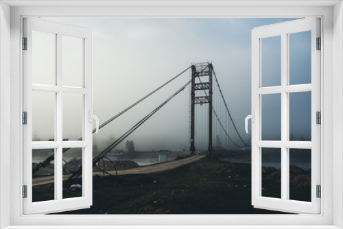 Fototapeta Naklejka Na Ścianę Okno 3D - The bridge in morning fog