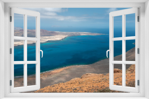 Fototapeta Naklejka Na Ścianę Okno 3D - view of the graciosa island from the mirador del rio