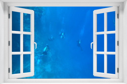 Fototapeta Naklejka Na Ścianę Okno 3D - scuba divers in the sea