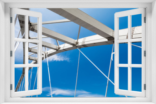 Fototapeta Naklejka Na Ścianę Okno 3D - White steel cable-stayed bridge fragment