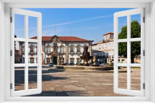 Fototapeta Naklejka Na Ścianę Okno 3D - Braga, Portugal. Braga City Hall building. One of the best examples of Baroque architecture in the Iberian Peninsula. 18th century.