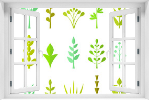Fototapeta Naklejka Na Ścianę Okno 3D - Various herbs and shrubs in a flat style. Vector plant icons. A set of elements for creating city maps.