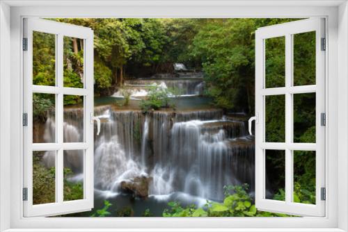 Fototapeta Naklejka Na Ścianę Okno 3D - Beautiful Huai Mae Khamin Waterfall In the forest of western Thailand.