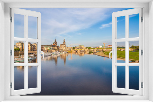 Old Town architecture with Elbe river in Dresden, Saxrony, Germany