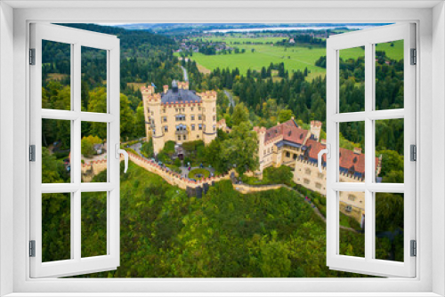 Fototapeta Naklejka Na Ścianę Okno 3D - Castle Hohenschwangau in Germany. The Royal Palace in Bavaria. The yellow famous palace is a tourist attraction. top view