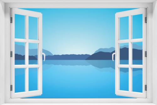 Fototapeta Naklejka Na Ścianę Okno 3D - beautiful blue lake and mountains landscape background