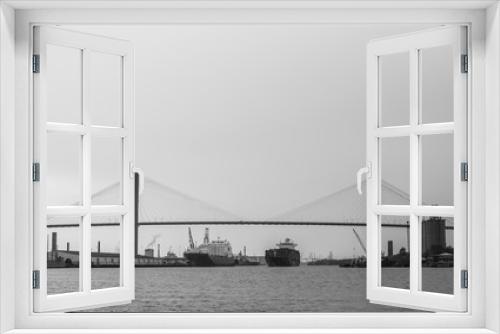 Fototapeta Naklejka Na Ścianę Okno 3D - Bridge with Ships