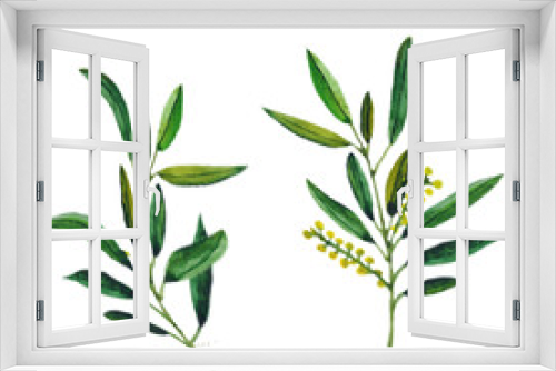 Fototapeta Naklejka Na Ścianę Okno 3D - Watercolor olive branch wreath.