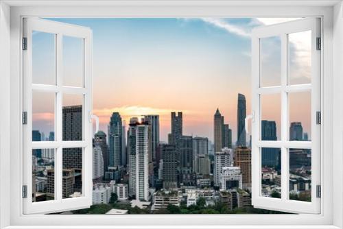 Fototapeta Naklejka Na Ścianę Okno 3D - Skyline of Bangkok from the Indigo Hotel Rooftop Bar, Thailand
