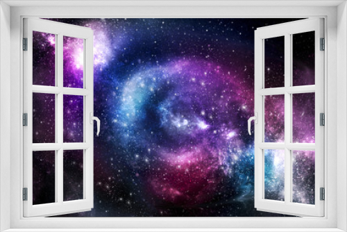 Fototapeta Naklejka Na Ścianę Okno 3D - The Galaxy is covered with a violet-blue atmosphere and the clouds are spinning