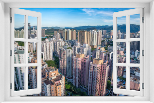 Fototapeta Naklejka Na Ścianę Okno 3D - Shenzhen Futian District intensive real estate development and Chengzhong Village