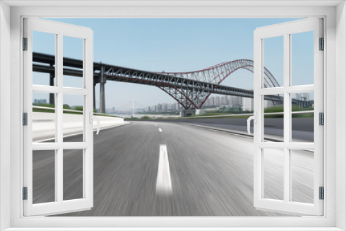 Fototapeta Naklejka Na Ścianę Okno 3D - empty highway through modern city