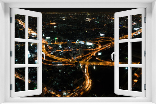 Fototapeta Naklejka Na Ścianę Okno 3D - Beautiful night view of Bangkok City from above, Thailand