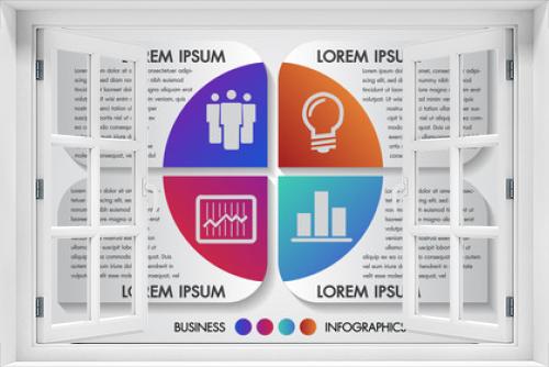 Vector illustration business infographics 4 options design concept multicolor. Template for brochure, business, web design space for text edit.