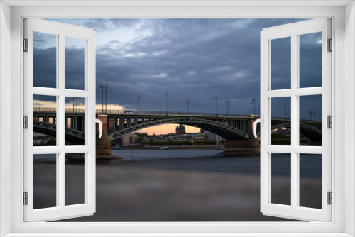Fototapeta Naklejka Na Ścianę Okno 3D - Theodor-Heuss-Brücke am Rhein zwischen Mainz/Wiesbaden