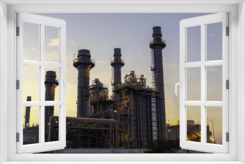 Fototapeta Naklejka Na Ścianę Okno 3D - Petrochemical Industrial. Oil refinery and Oil industry at sunset