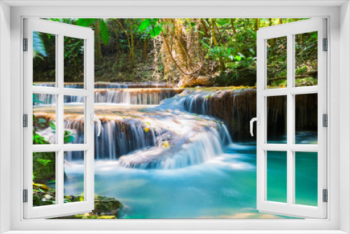 Fototapeta Naklejka Na Ścianę Okno 3D - Waterfall in deep rain forest jungle