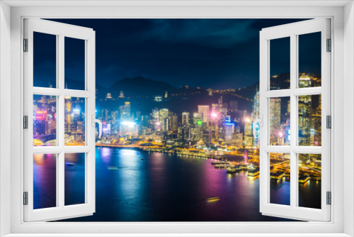 Fototapeta Naklejka Na Ścianę Okno 3D - Beautiful architecture building exterior cityscape of hong kong city skyline
