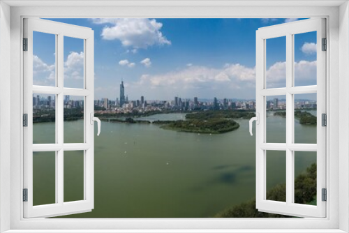 Fototapeta Naklejka Na Ścianę Okno 3D - Skyline of Nanjing City Under Blue Sky in A Sunny Day in Summer