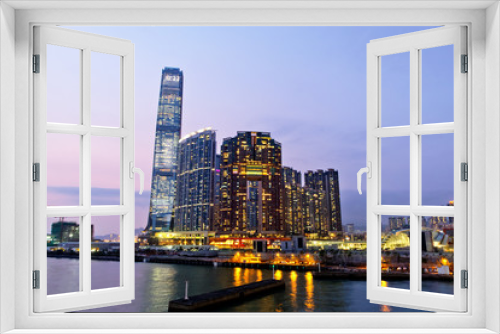 Fototapeta Naklejka Na Ścianę Okno 3D - Modern office buildings in Hong Kong
