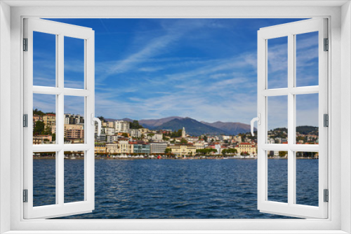 Fototapeta Naklejka Na Ścianę Okno 3D - View of Lugano from the lake, canton of Ticino, Switzerland