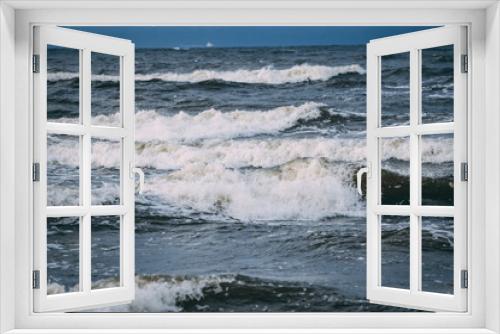 Fototapeta Naklejka Na Ścianę Okno 3D - Stormy sea waves crashing against shore